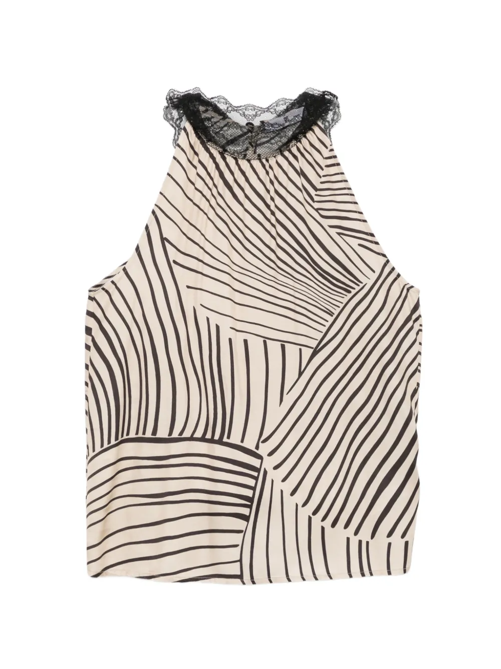 PT Torino lace-trim graphic-print top - Neutrals