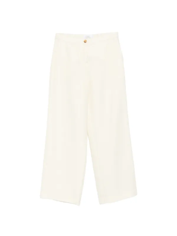 Barba Elasticated-waist Wide-leg Trousers in Neutrals