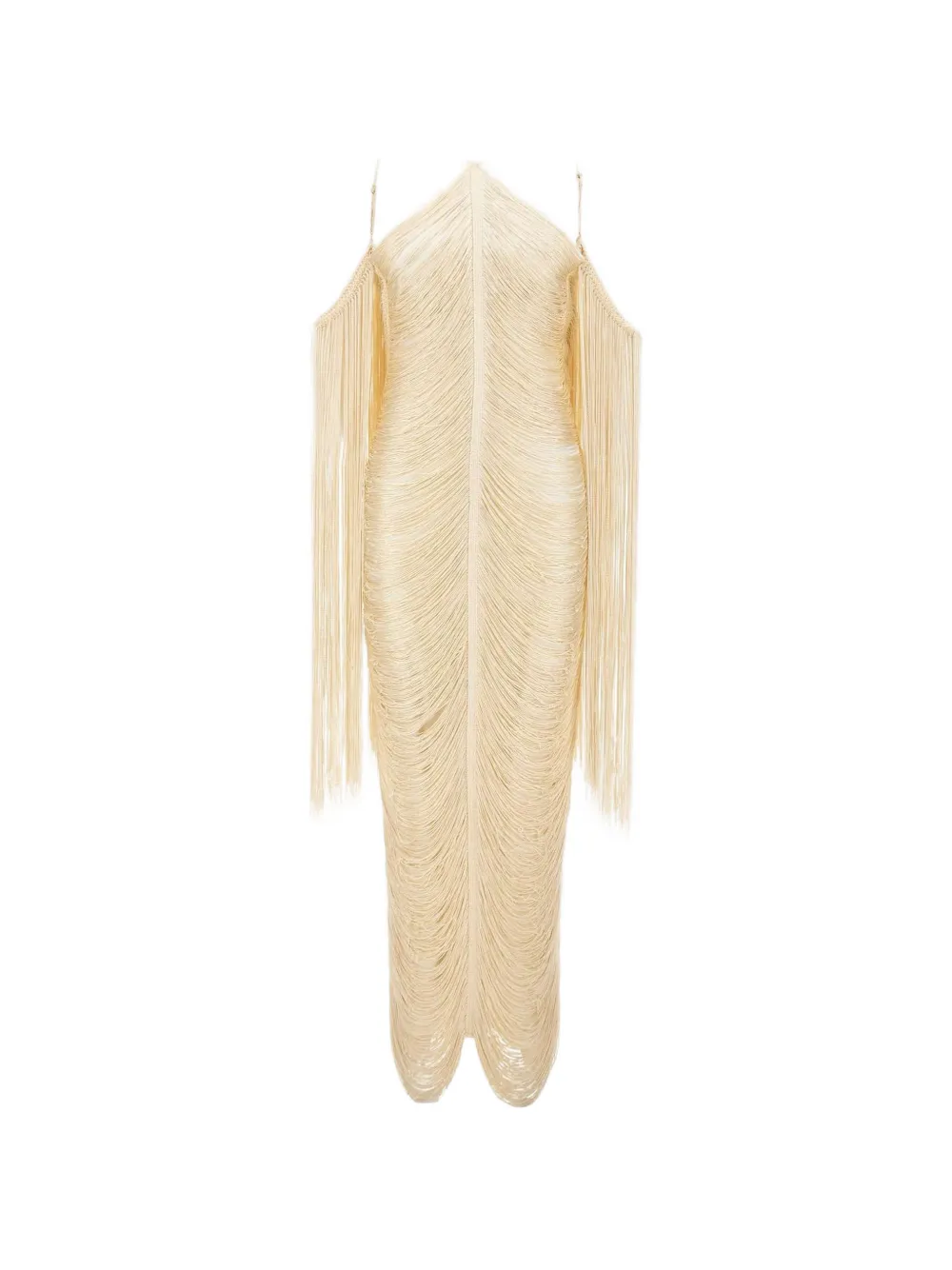 Bless Pelta fringed halterneck maxi dress - Toni neutri