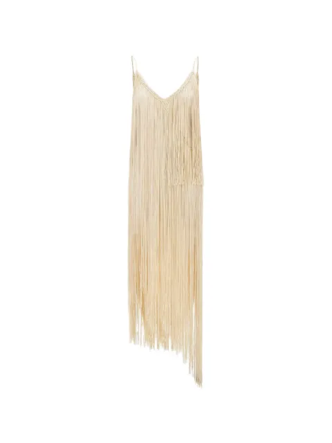 Bless Ebano crochet-trim fringe asymmetric dress