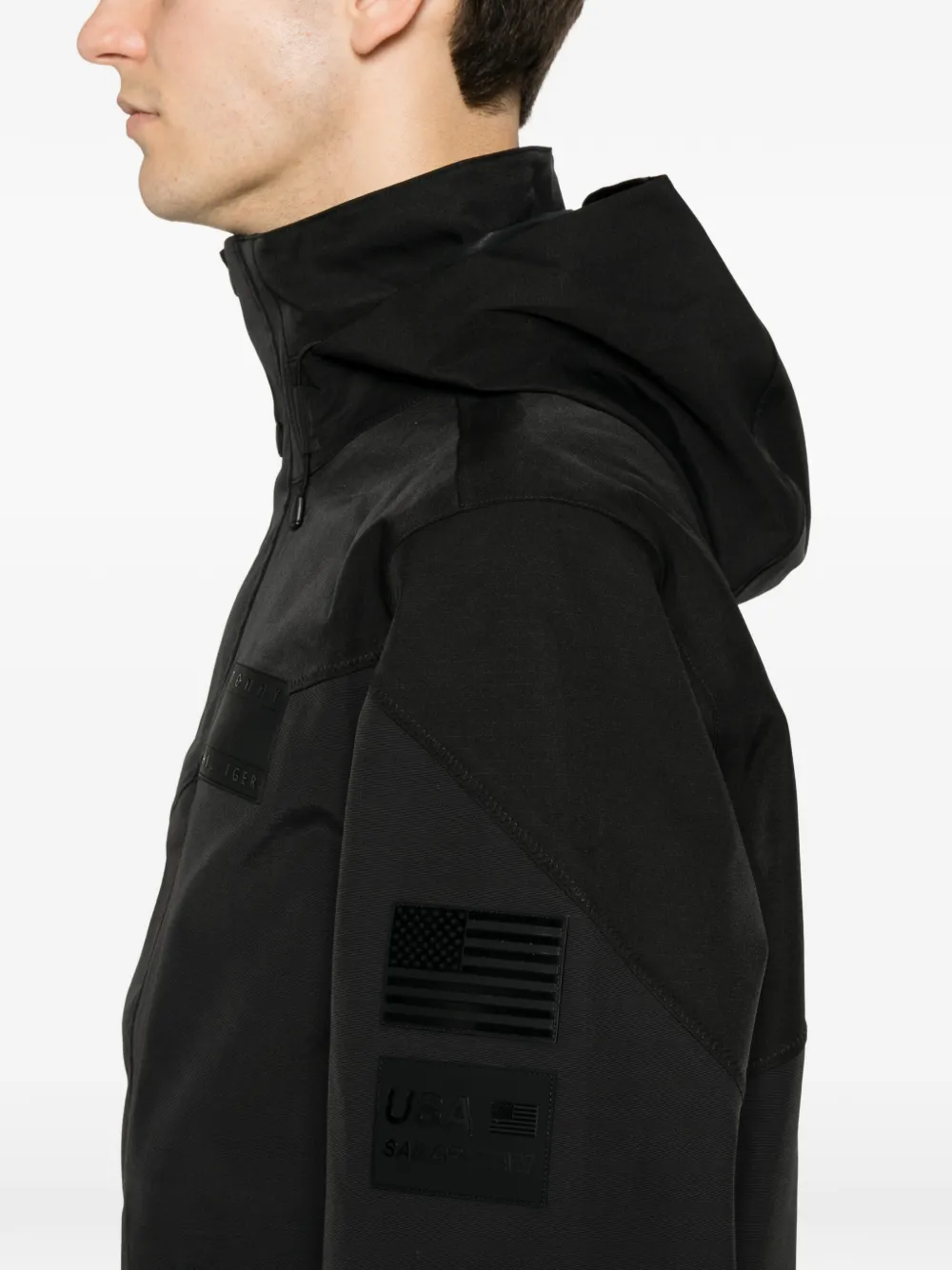 Tommy Hilfiger x US Sail GP jack met capuchon en logopatch Zwart