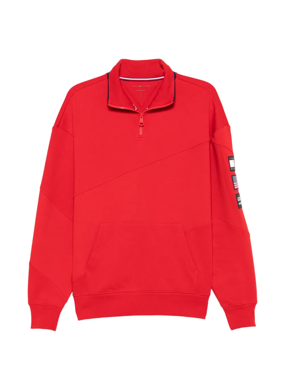 Tommy Hilfiger logo-patch quarter-zip sweatshirt - Rosso