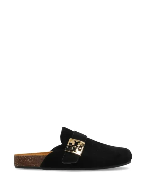Tory Burch logo-plaque suede slippers