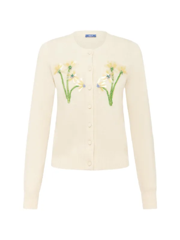 Leo Lin Claire Sequin-detailed Cardigan in Neutrals