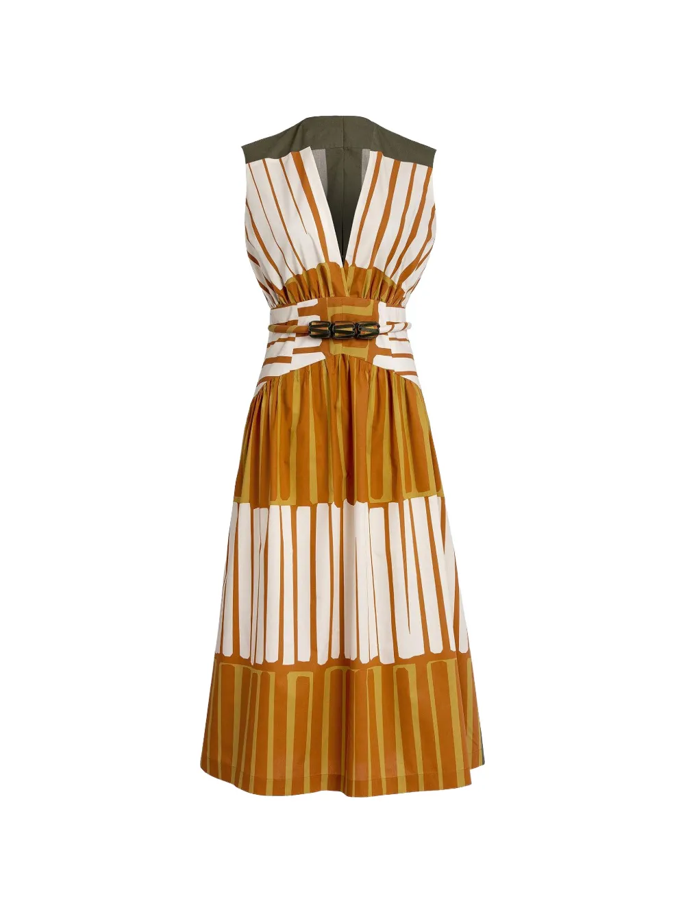 Silvia Tcherassi stripe-print belted midi dress Oranje