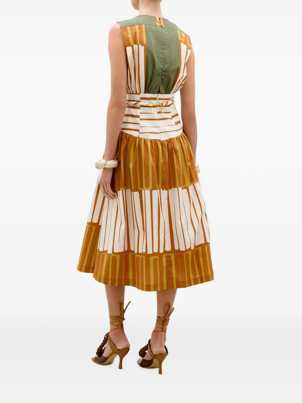 Silvia Tcherassi stripe-print belted midi dress Oranje