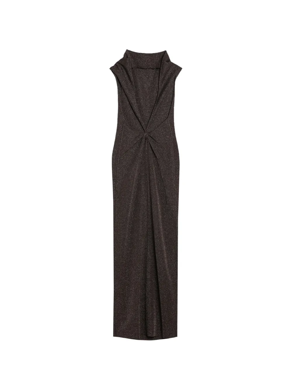 Max Mara robe longue drapée à effet pailleté - Marron Max Mara robe longue drapée à effet pailleté - Marron