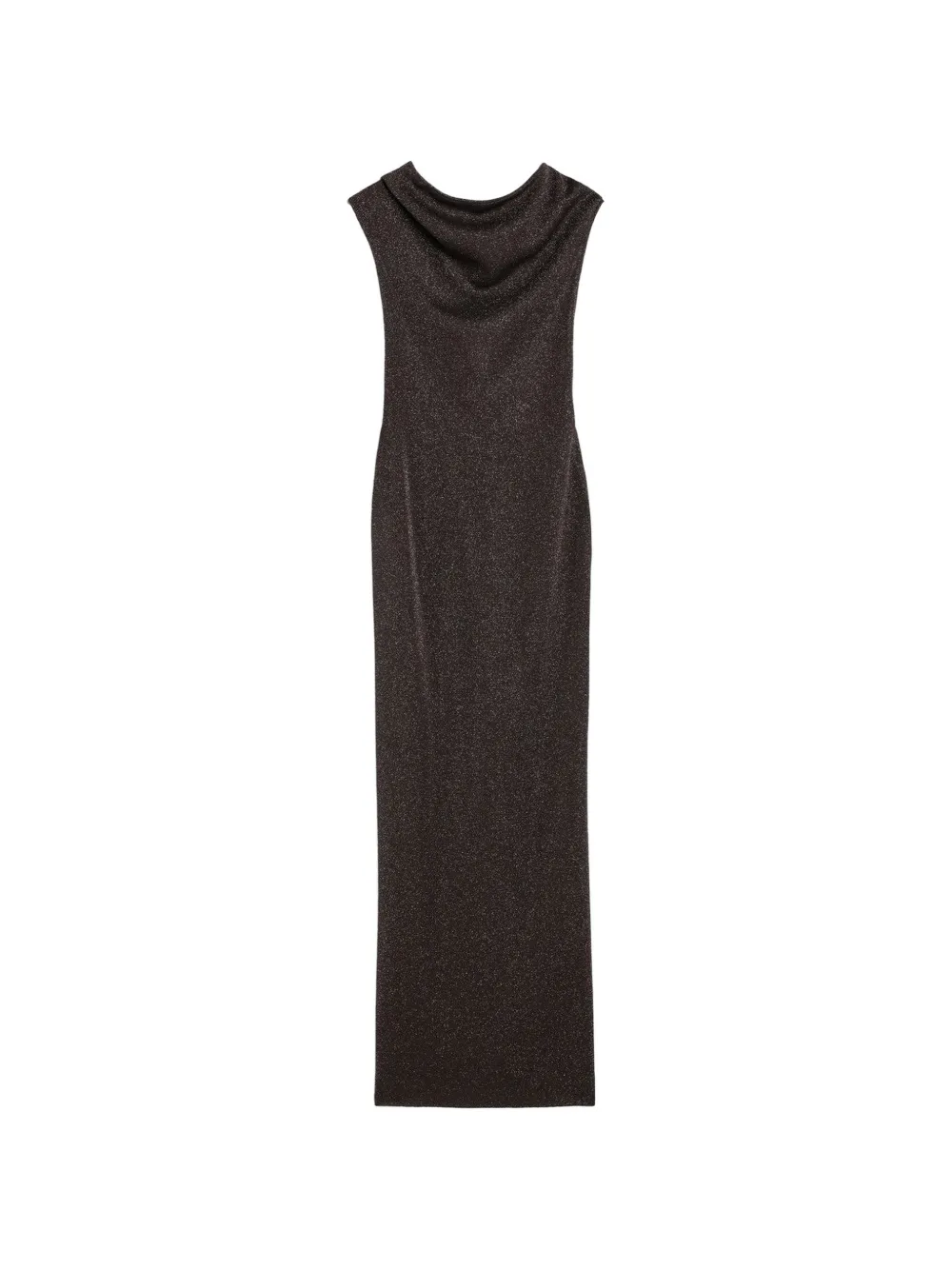 Max Mara Gedrapeerde maxi-dress met glitter Bruin