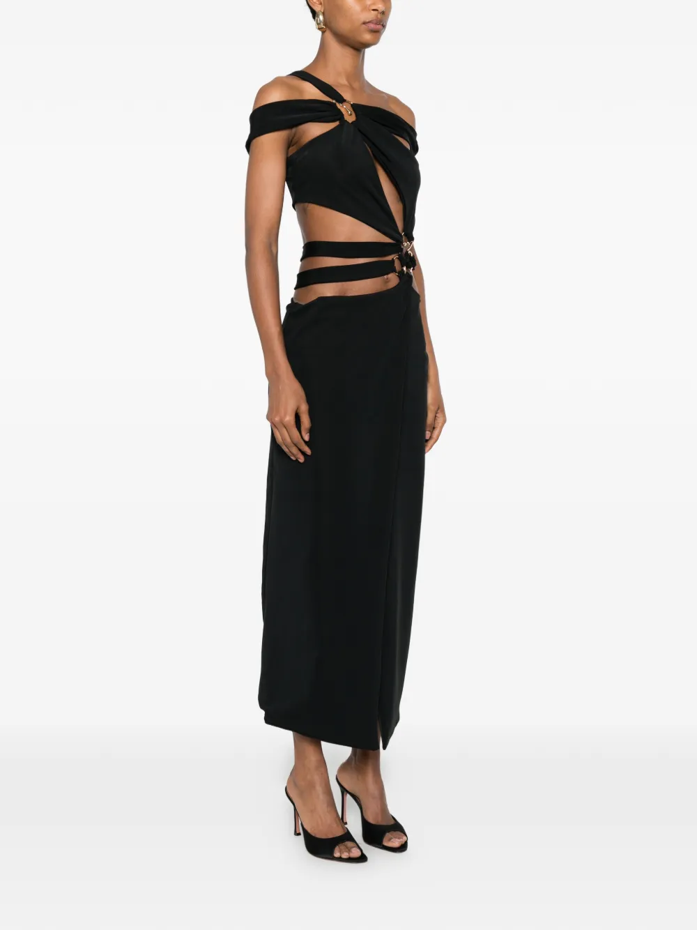 MITILIANE COUTURE Uitgesneden midi-jurk Zwart