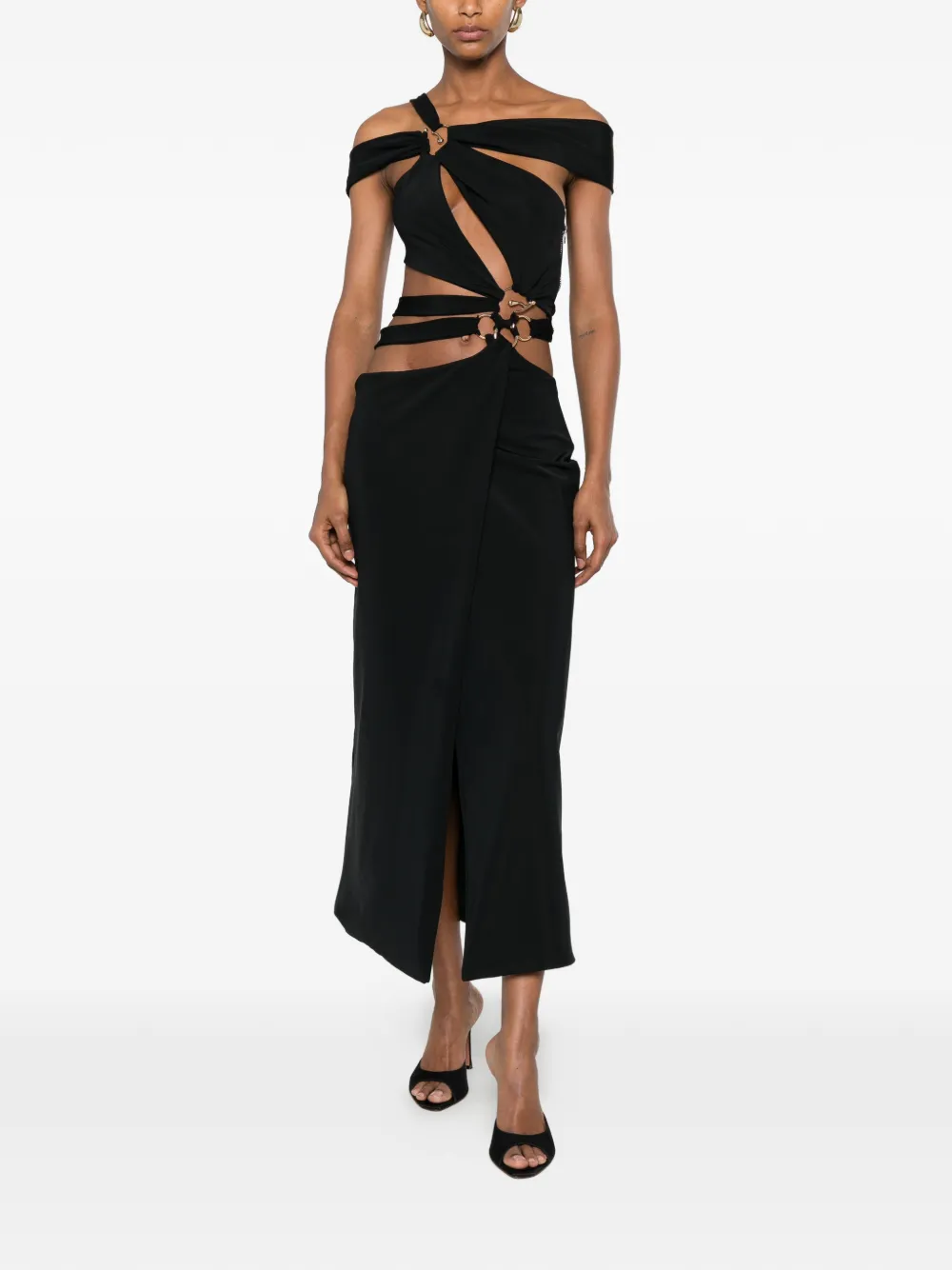 MITILIANE COUTURE Uitgesneden midi-jurk Zwart