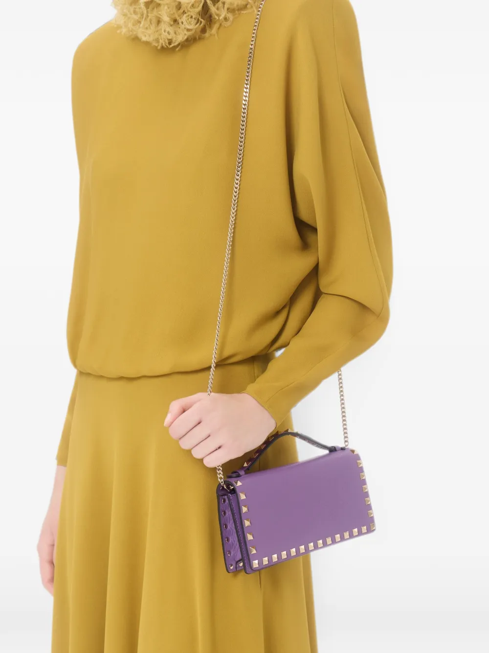 Valentino Garavani Rockstud leren clutch Paars