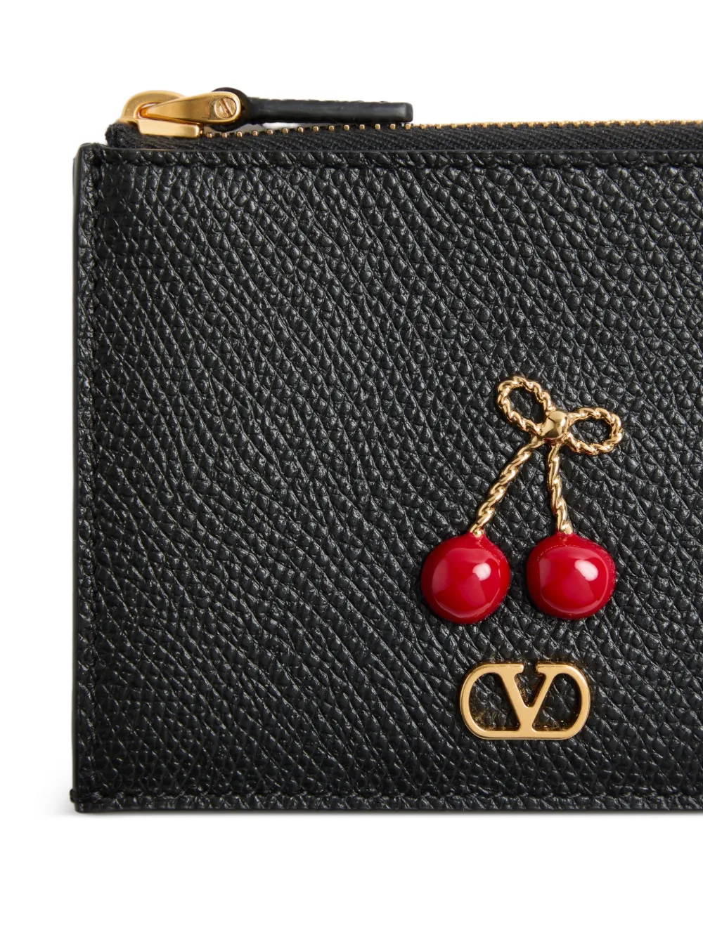 Valentino Garavani Cherryfic pasjeshouder van bewerkt kalfsleer Zwart