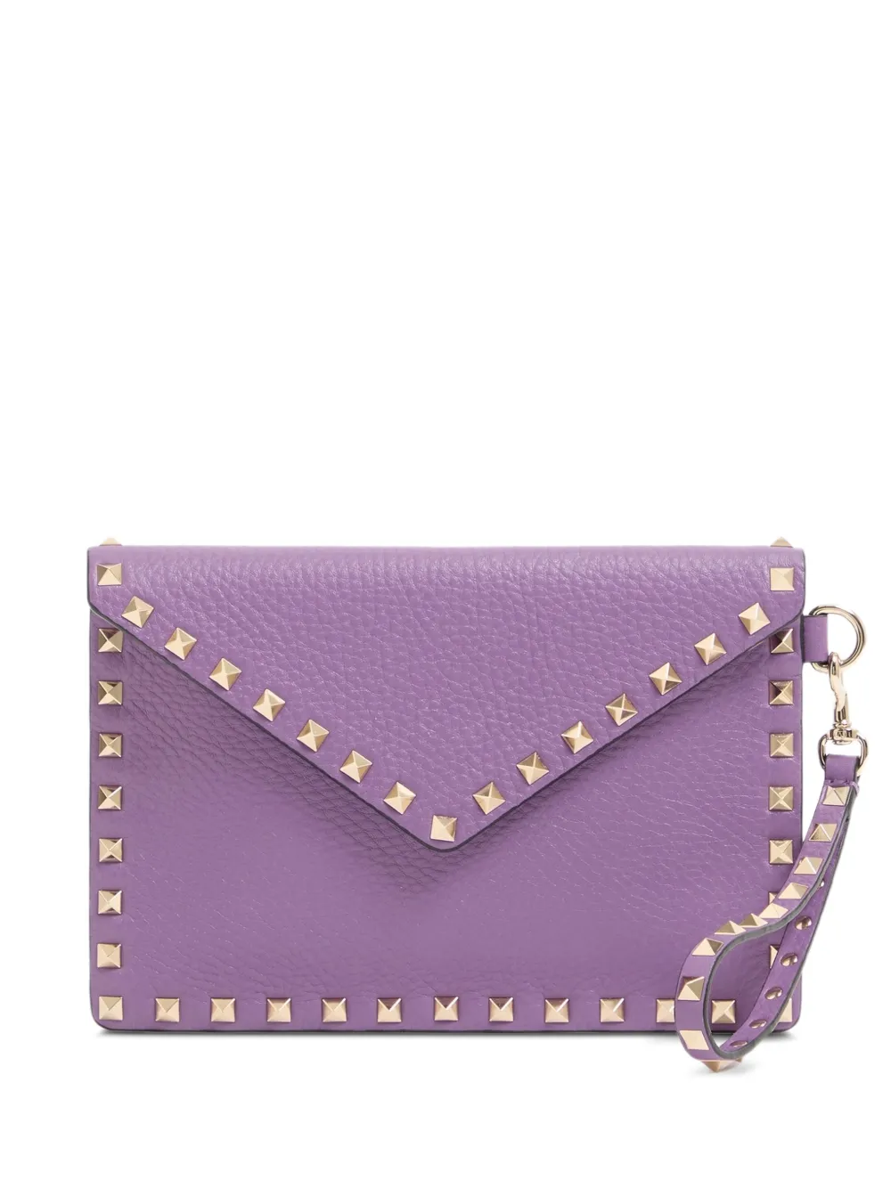 Valentino Garavani Clutch Rockstud in pelle martellata - Viola