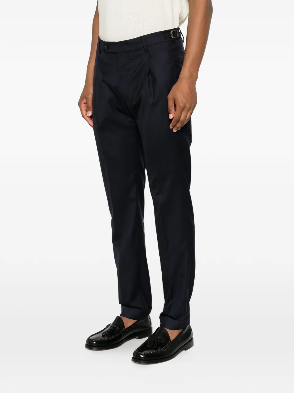 Berwich Plooibroek met toelopende pijpen Blauw