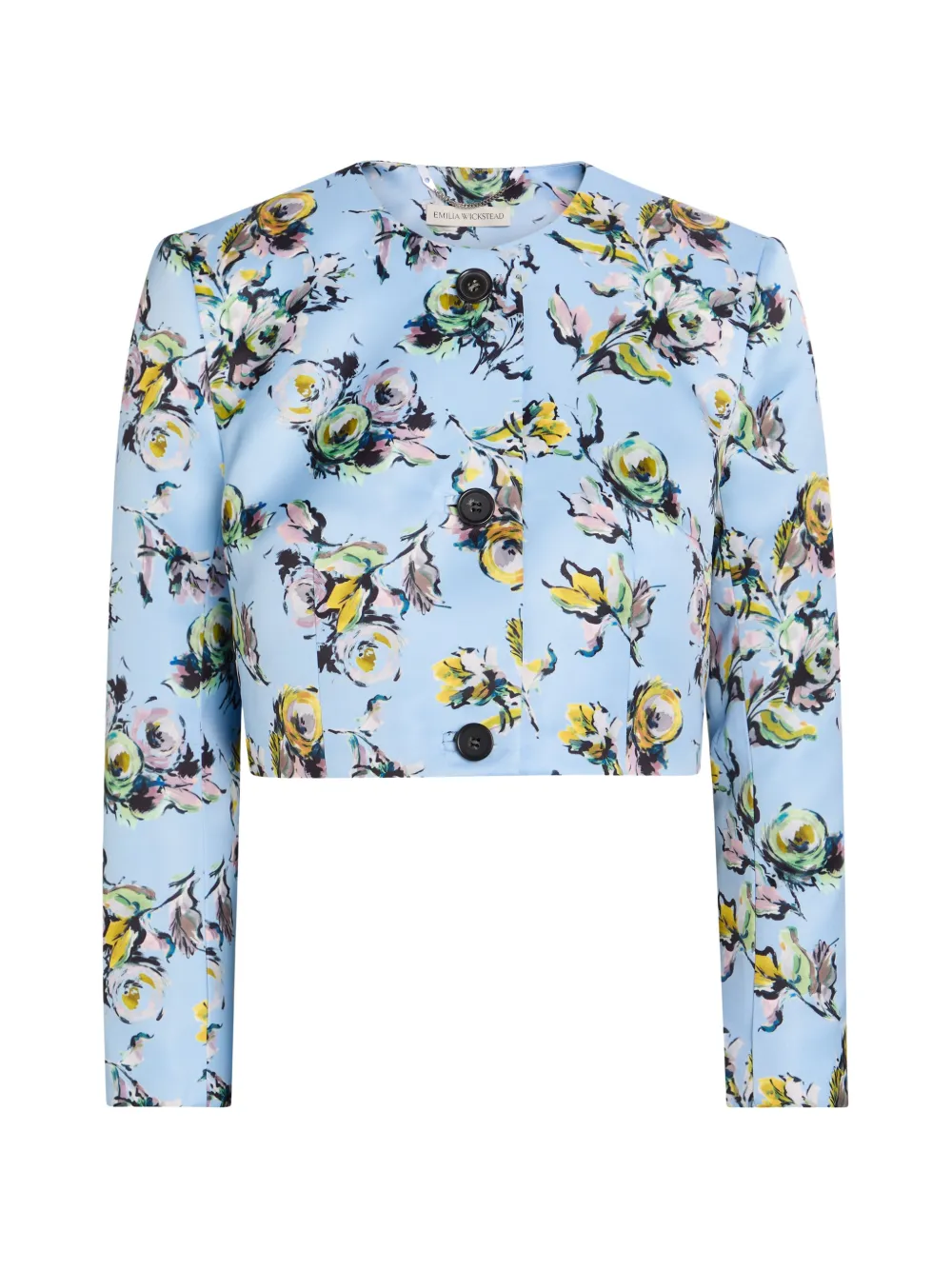 Emilia Wickstead Lizette floral-print cropped jacket - Blu