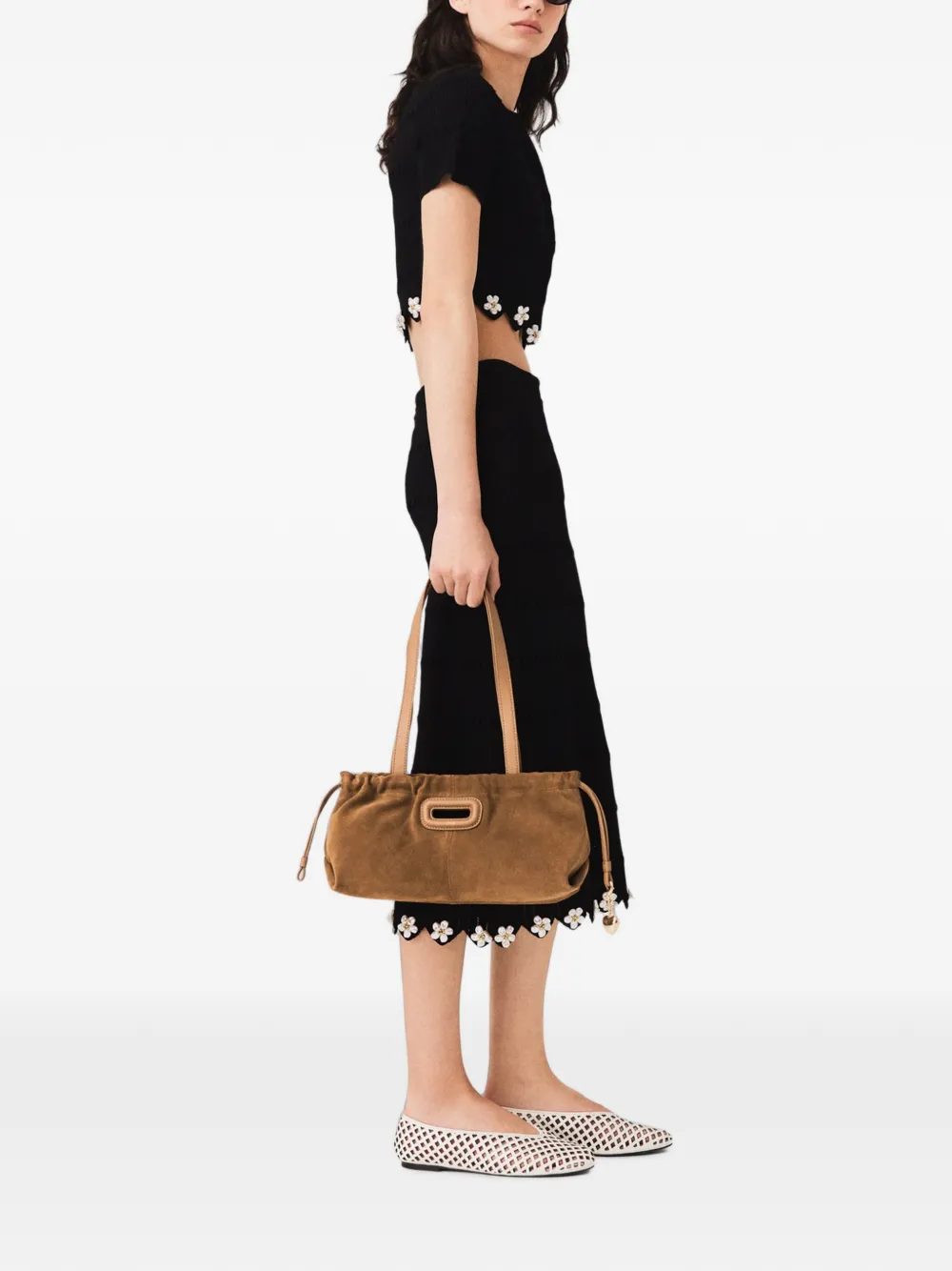 Maje Vest met bloemendetails Zwart