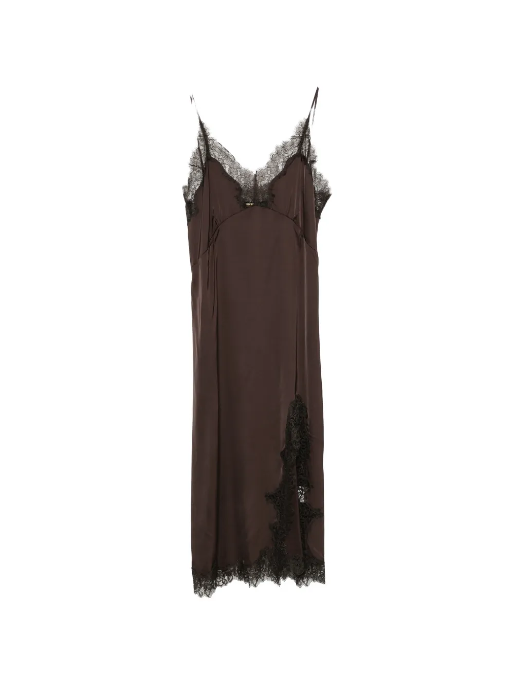 Maje lace-trim midi dress - Marrone