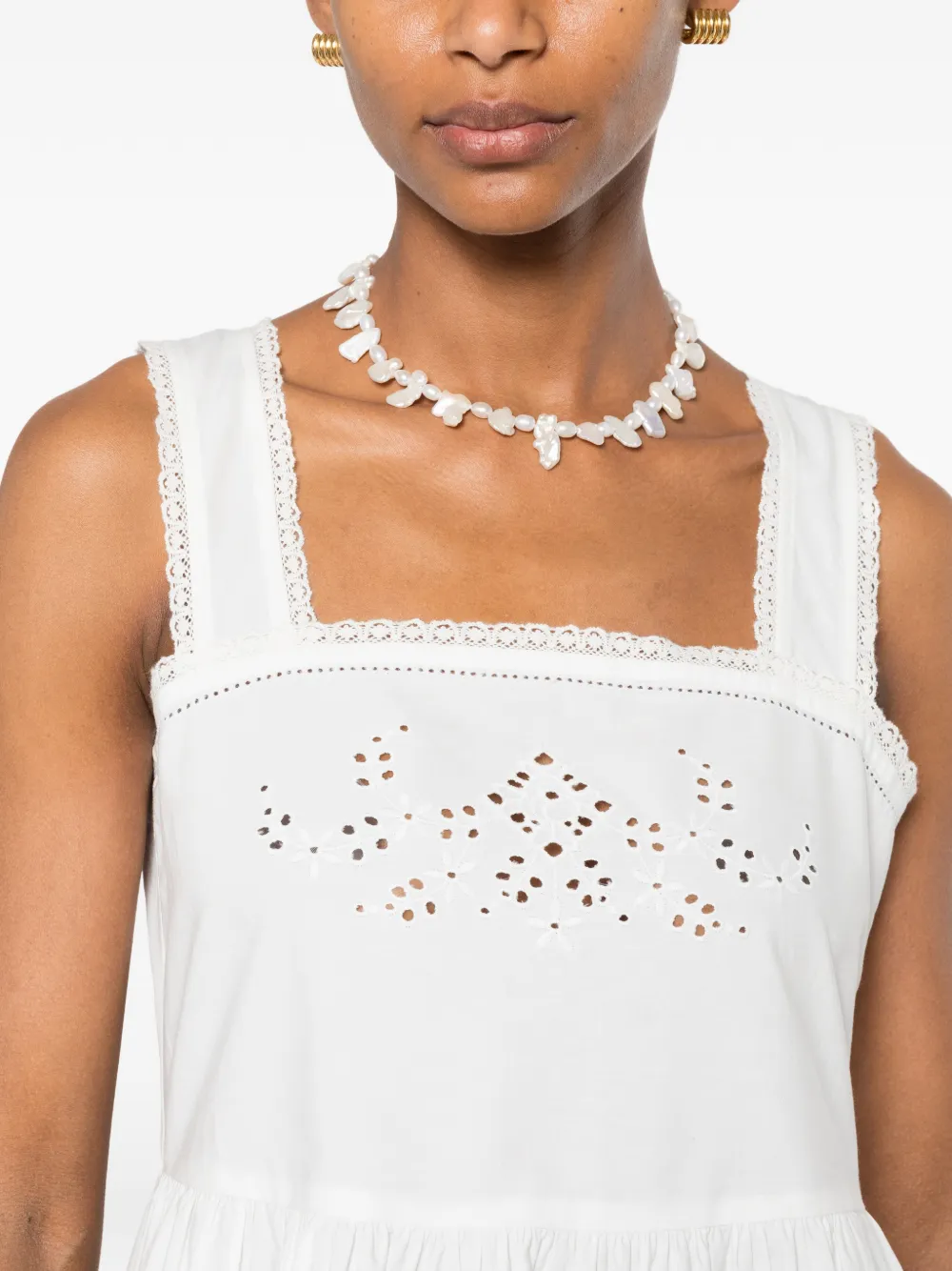Maje Mini-jurk met kanten afwerking Wit