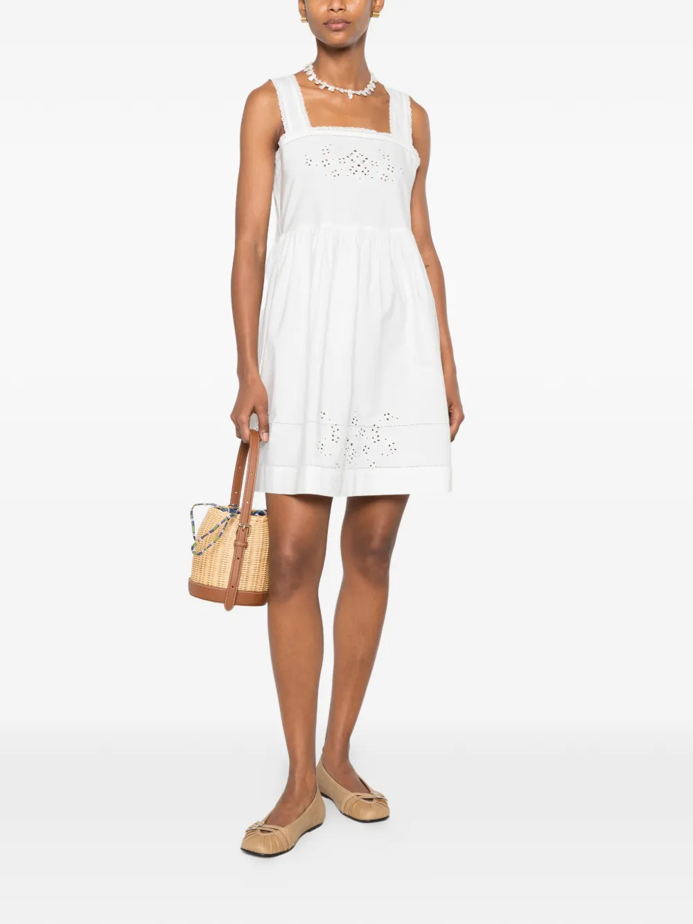 Maje Mini-jurk met kanten afwerking Wit