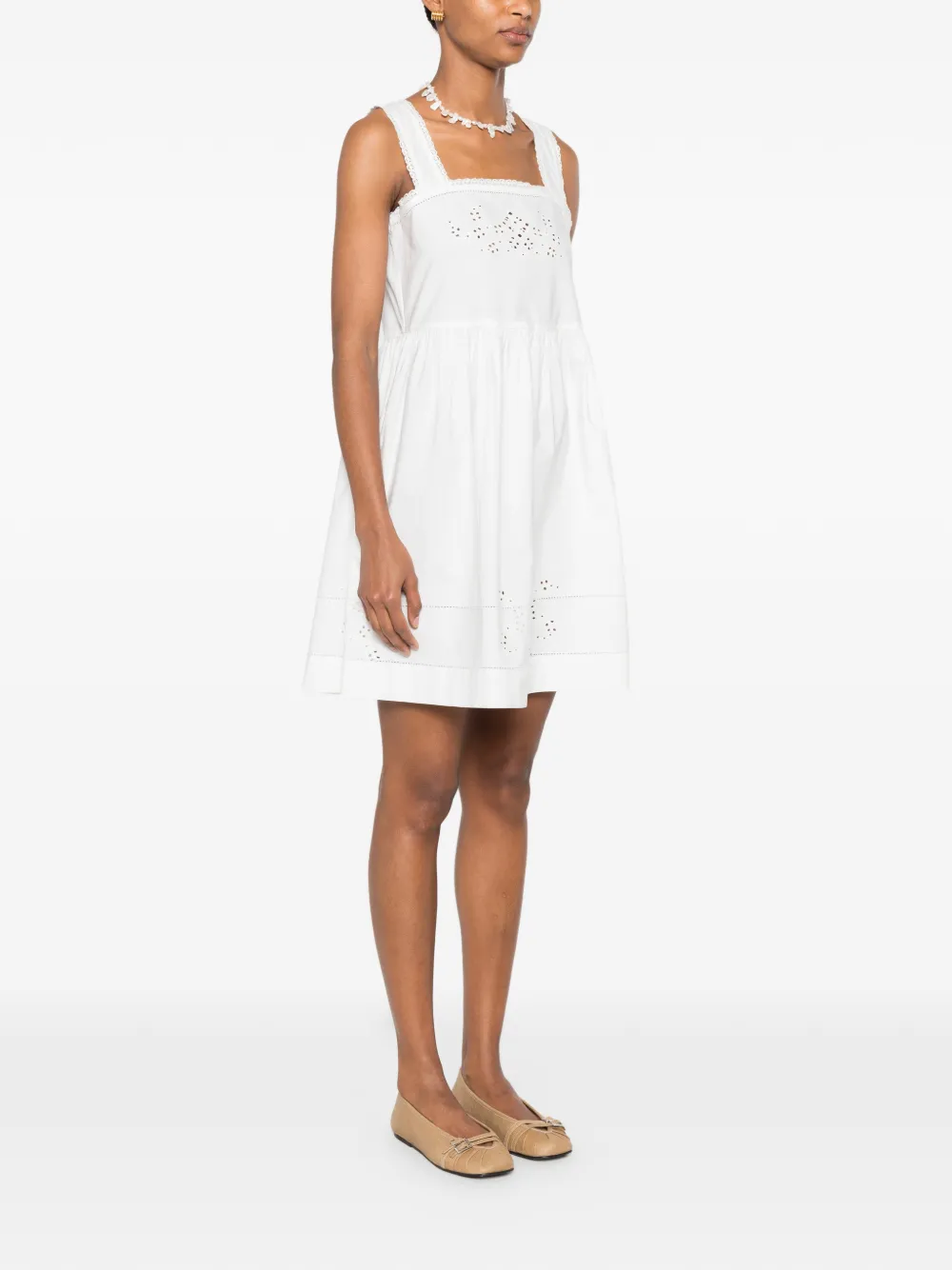 Maje Mini-jurk met kanten afwerking Wit