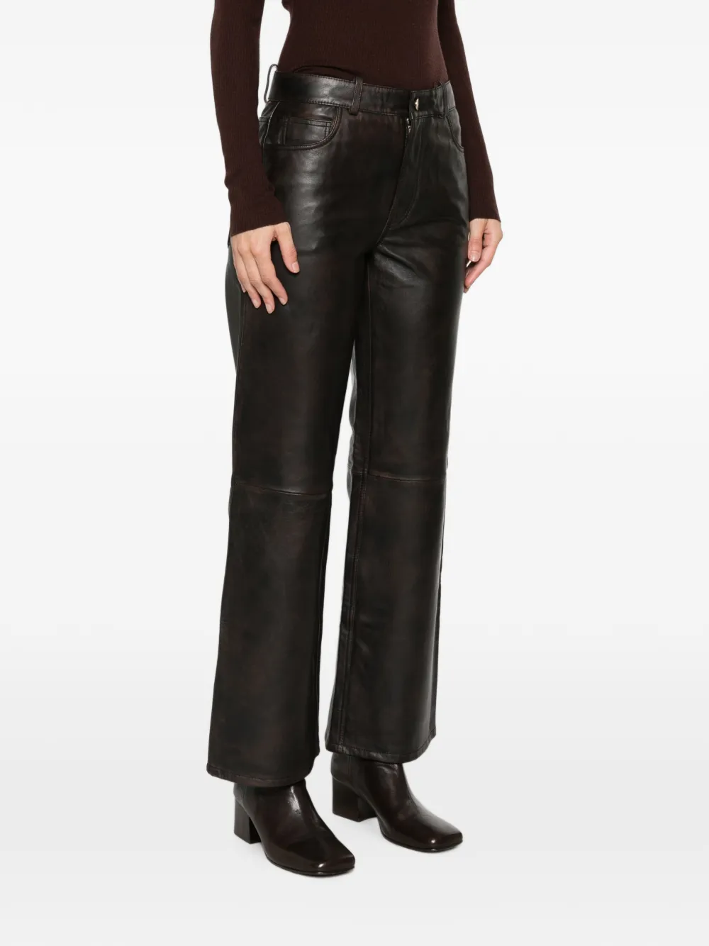 Maje Leren broek Bruin