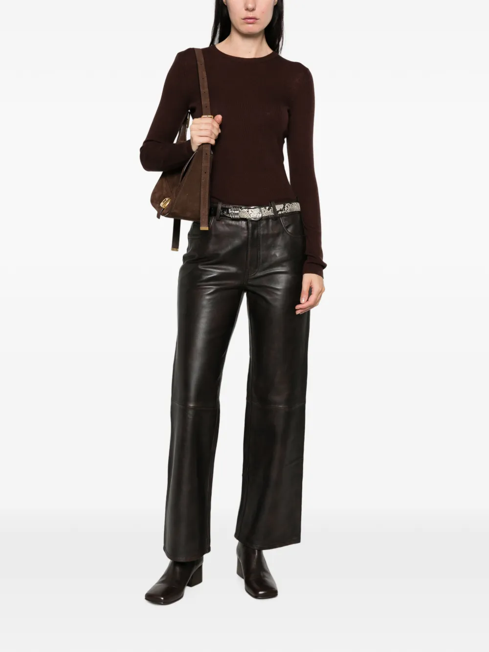 Maje Leren broek Bruin