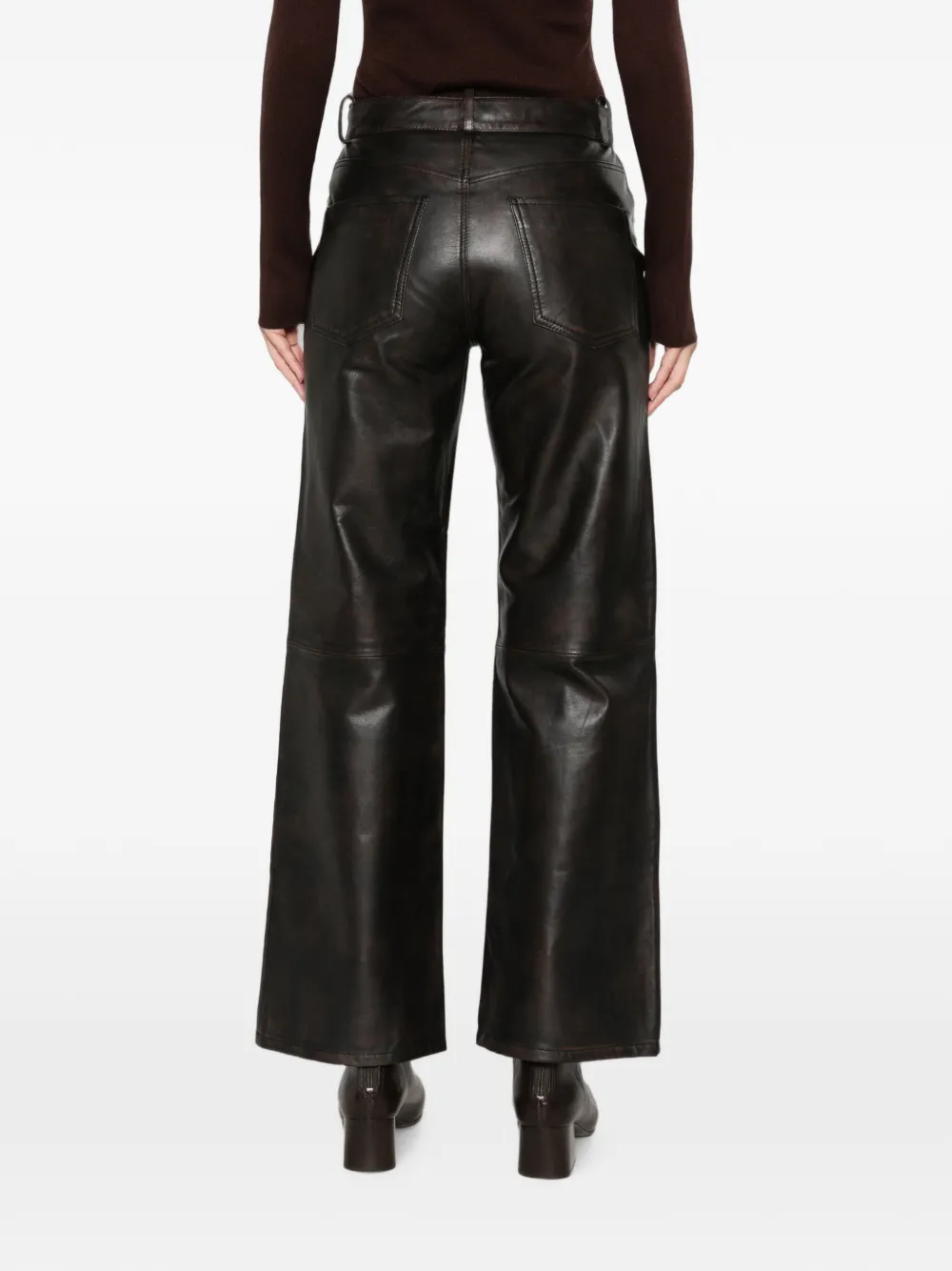 Maje Leren broek Bruin