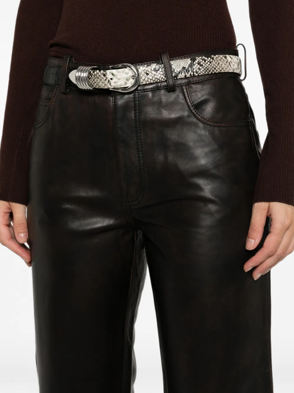 Maje Leren broek Bruin