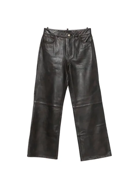 Maje leather straight-leg trousers