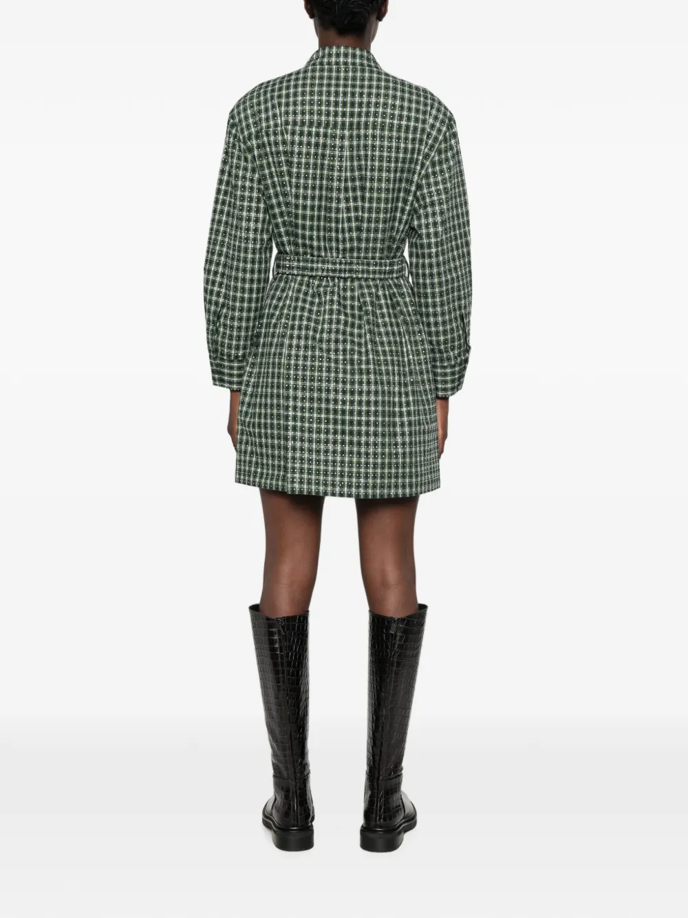 Maje Geruite mini-jurk Groen