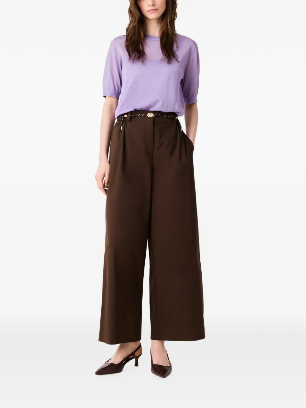 Maje Broek met wijde pijpen Bruin