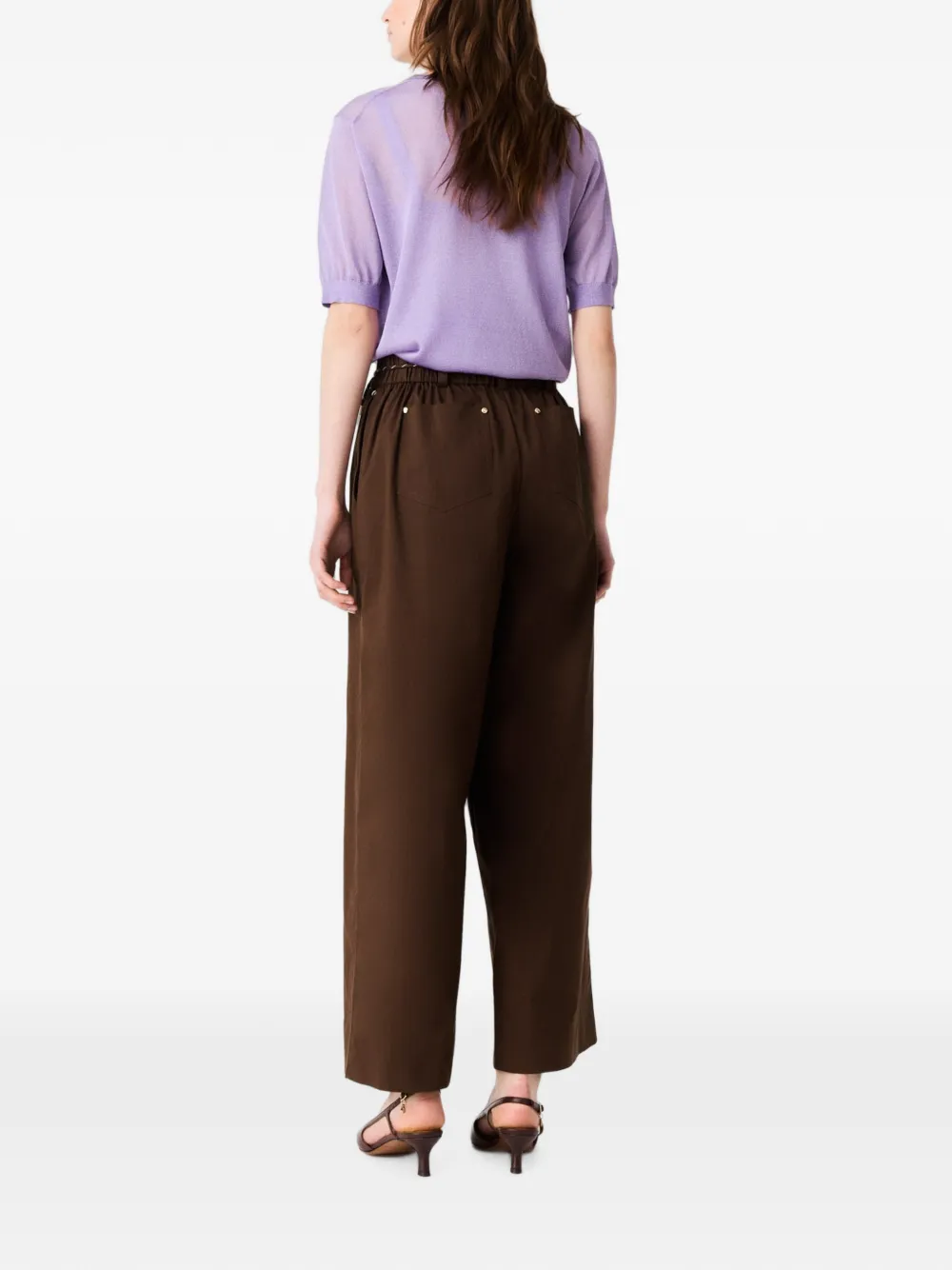 Maje Broek met wijde pijpen Bruin