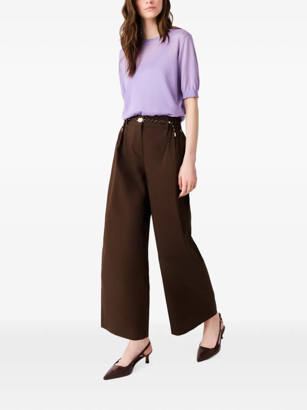 Maje Broek met wijde pijpen Bruin