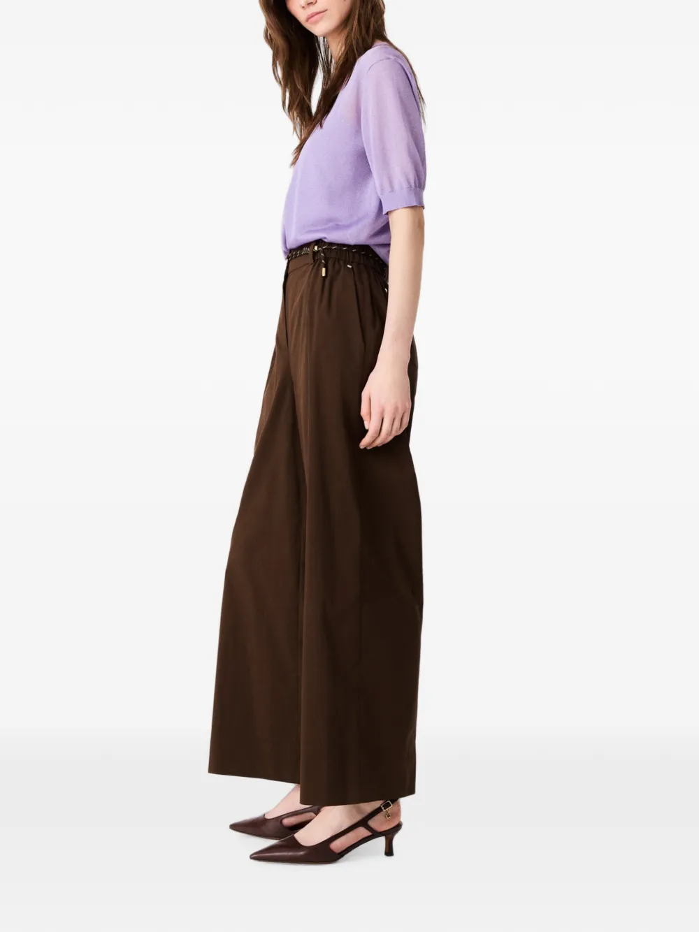 Maje Broek met wijde pijpen Bruin