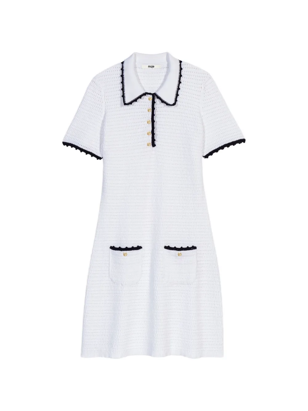 Maje contrast-trim mini dress - Bianco