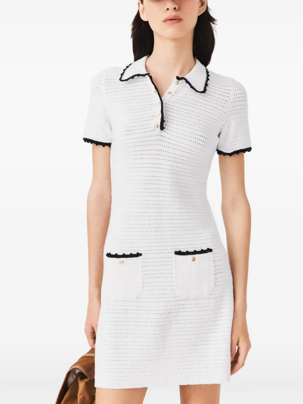 Maje Mini-jurk met contrasterende afwerking Wit