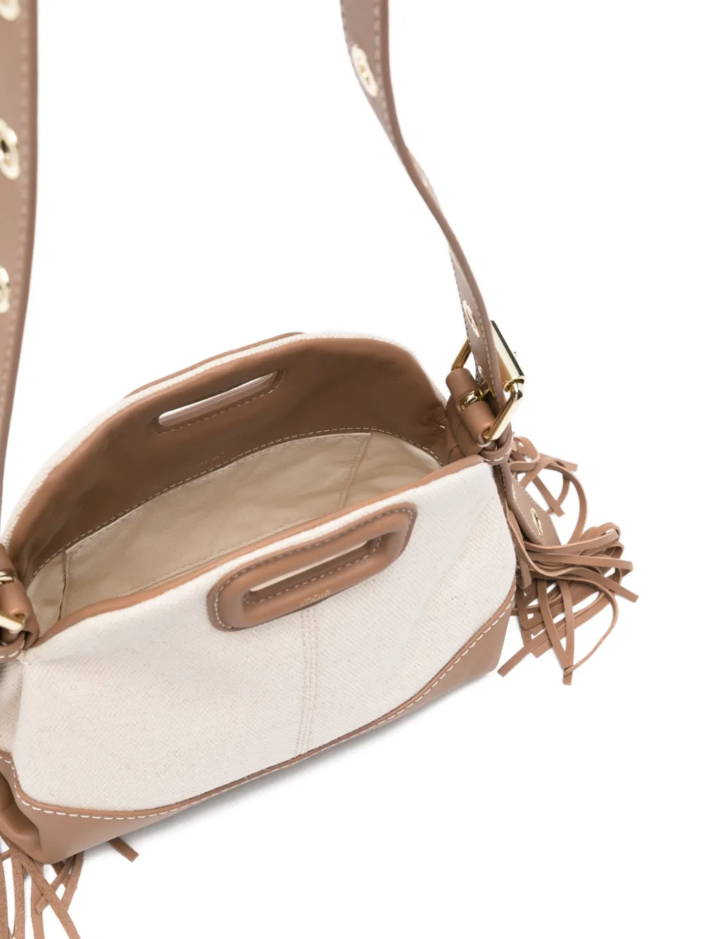 Maje shopper met leren vlakken en logodetail Beige