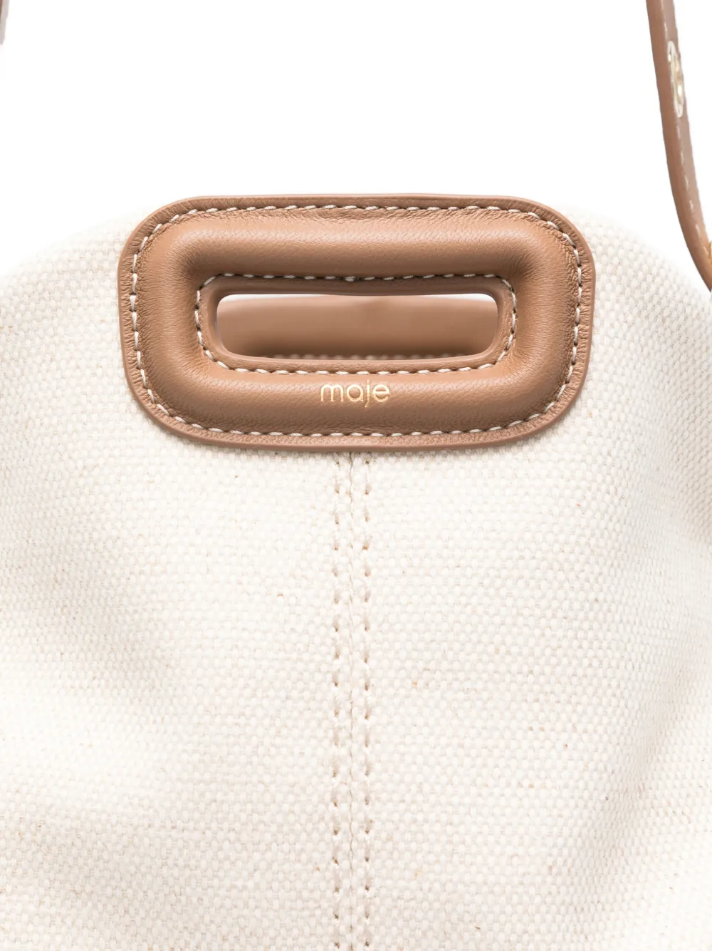 Maje shopper met leren vlakken en logodetail Beige