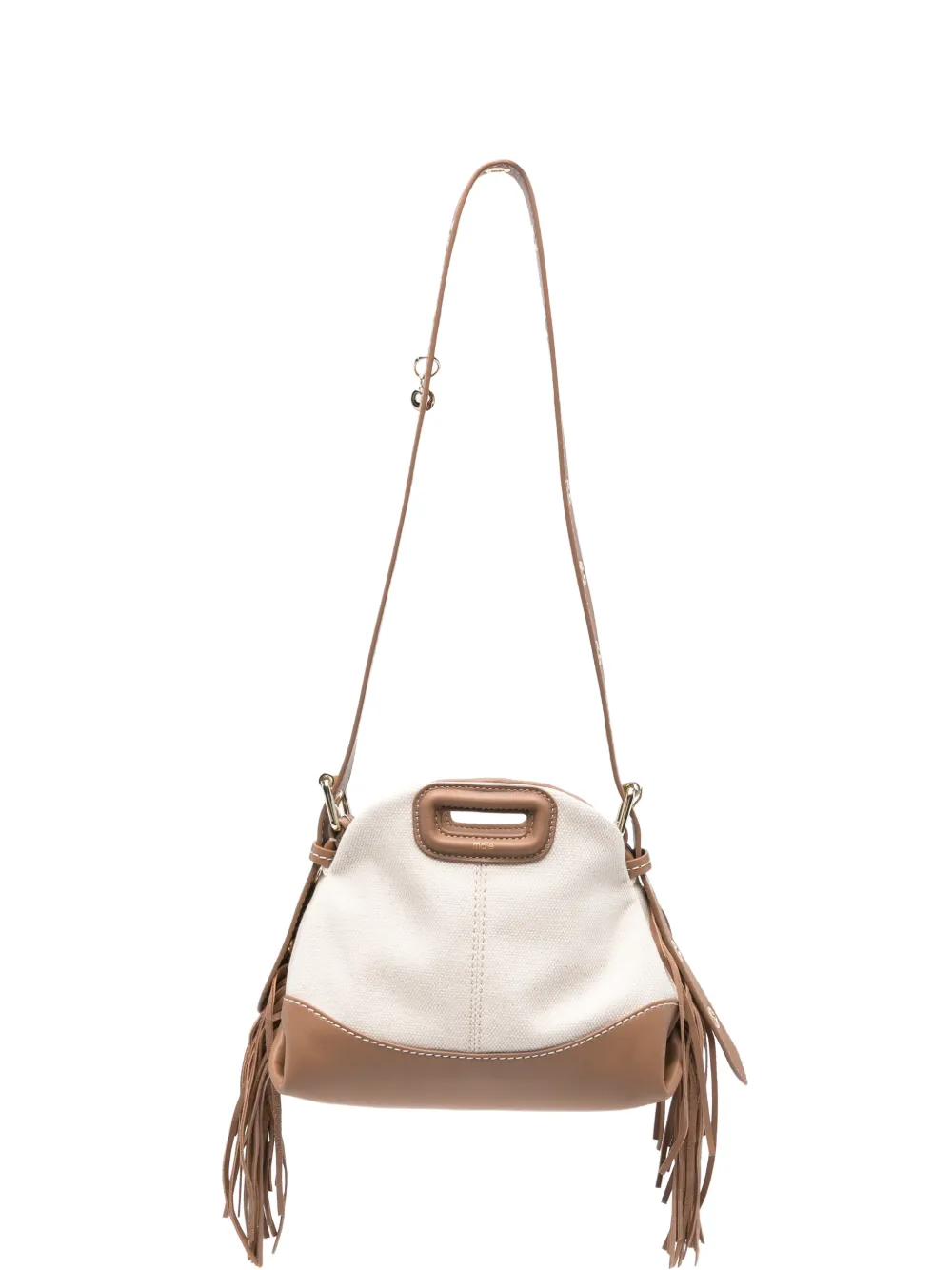 Maje logo-detail leather-panelled tote bag - Toni neutri