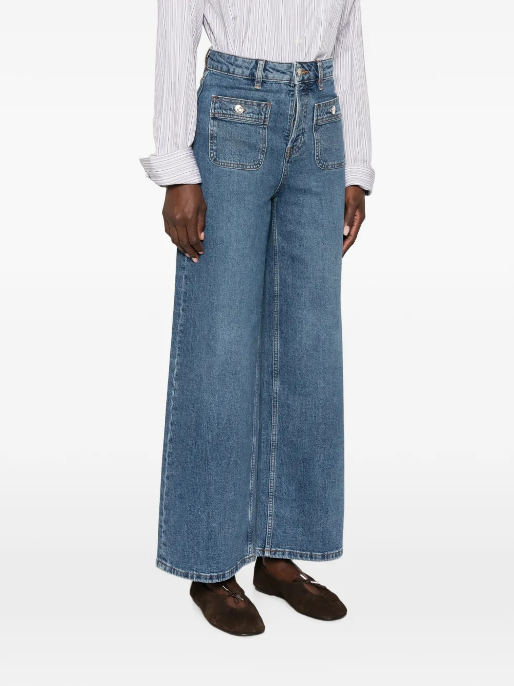 Maje Straight jeans met opgestikte zakken Blauw