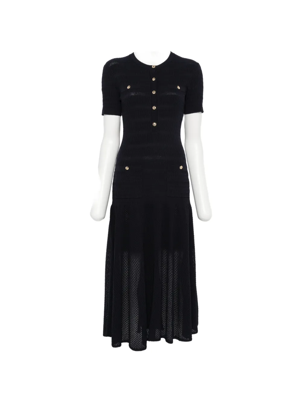 Maje ribbed-knit button-up midi dress - Blu
