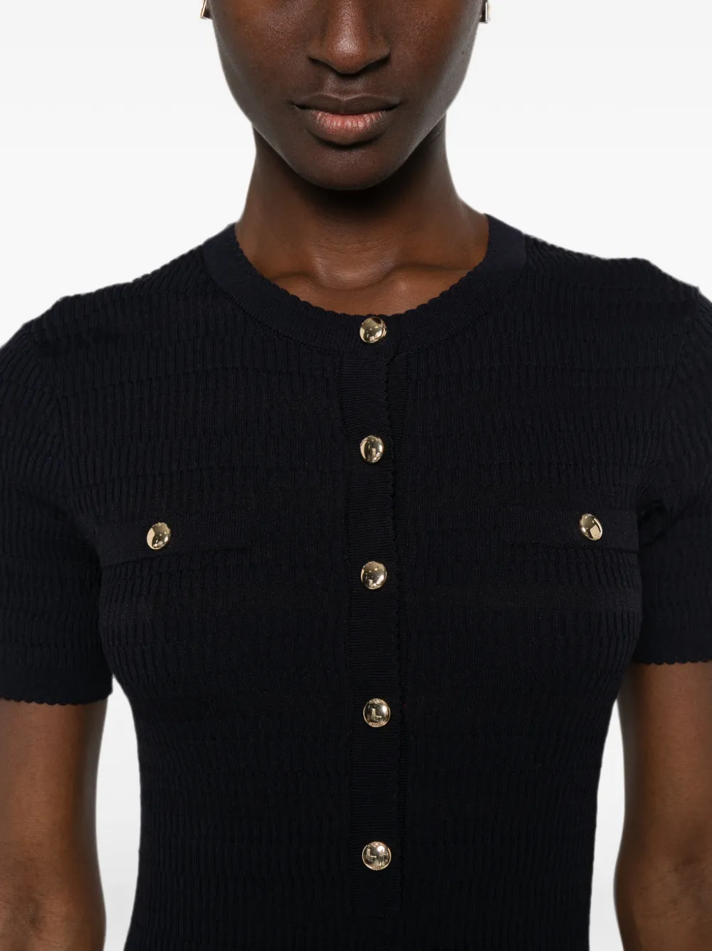 Maje Ribgebreide midi-jurk Blauw