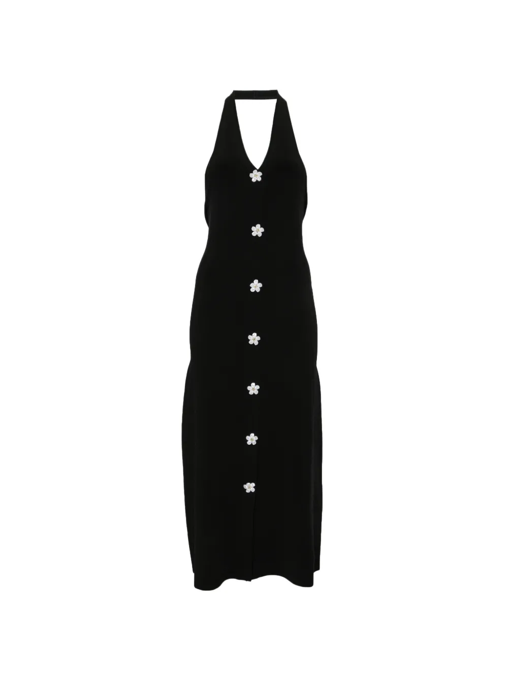 Maje flower-embellished midi dress - Nero