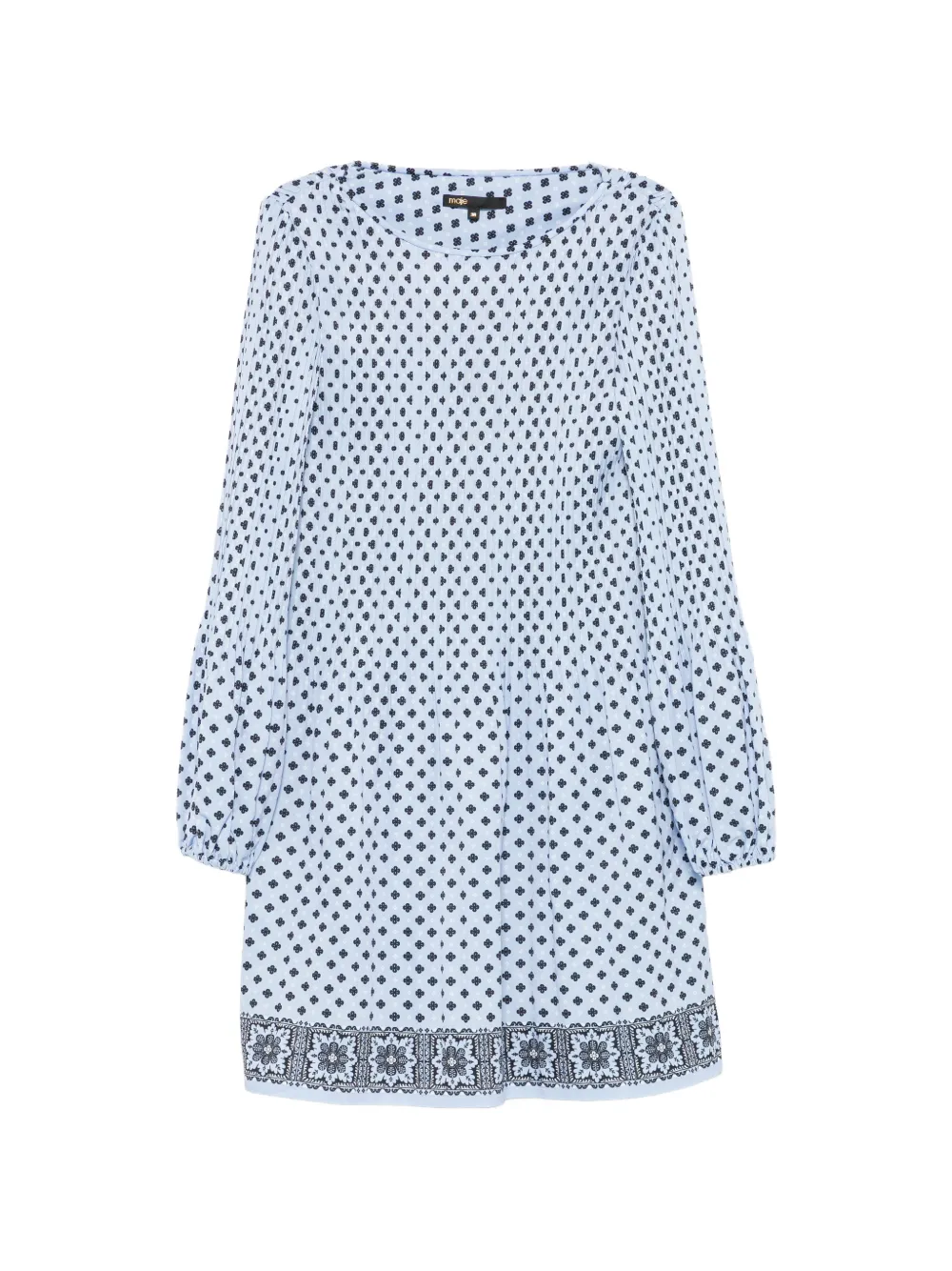 Maje floral-print long-sleeve mini dress - Blue