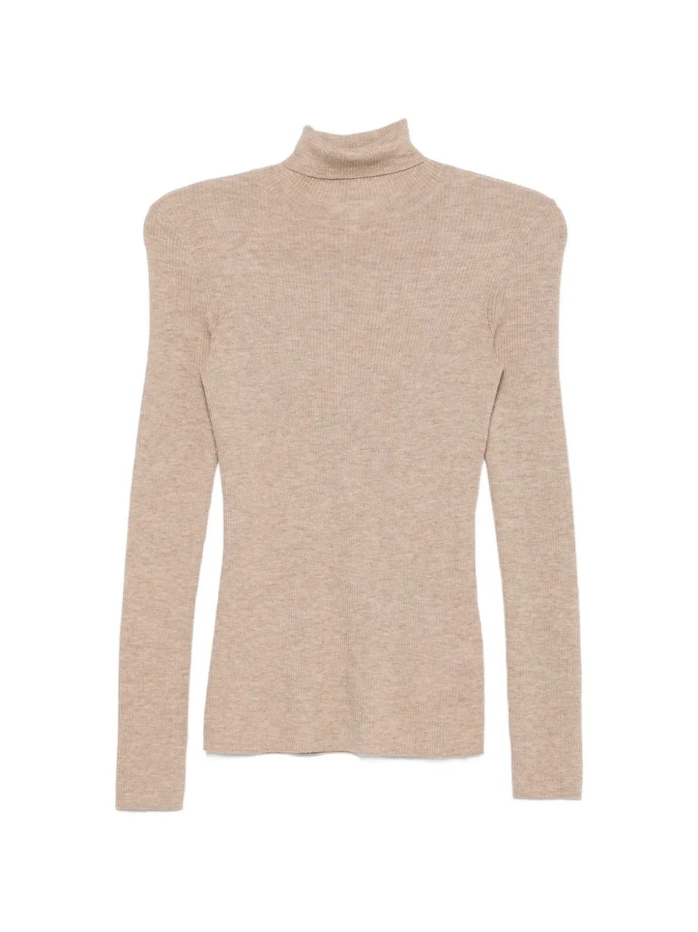 Maje Ribbed-knit Roll-neck Sweater In Neutrals
