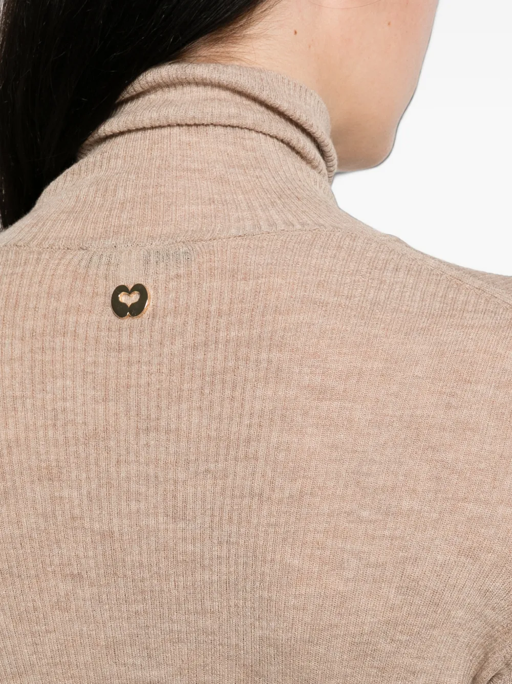 Maje Ribgebreide coltrui Beige