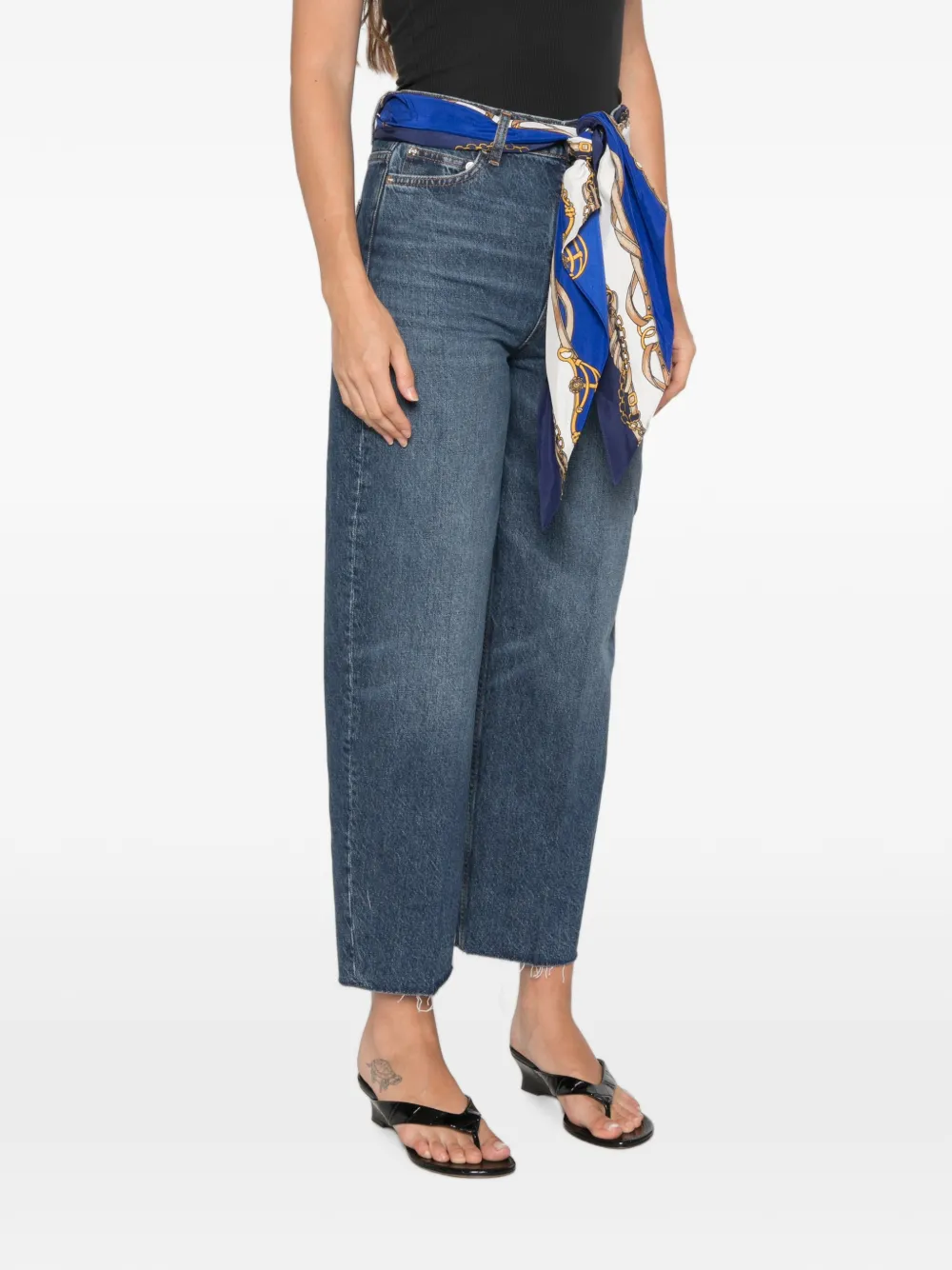 Maje scarf-belt raw-cut jeans Blauw