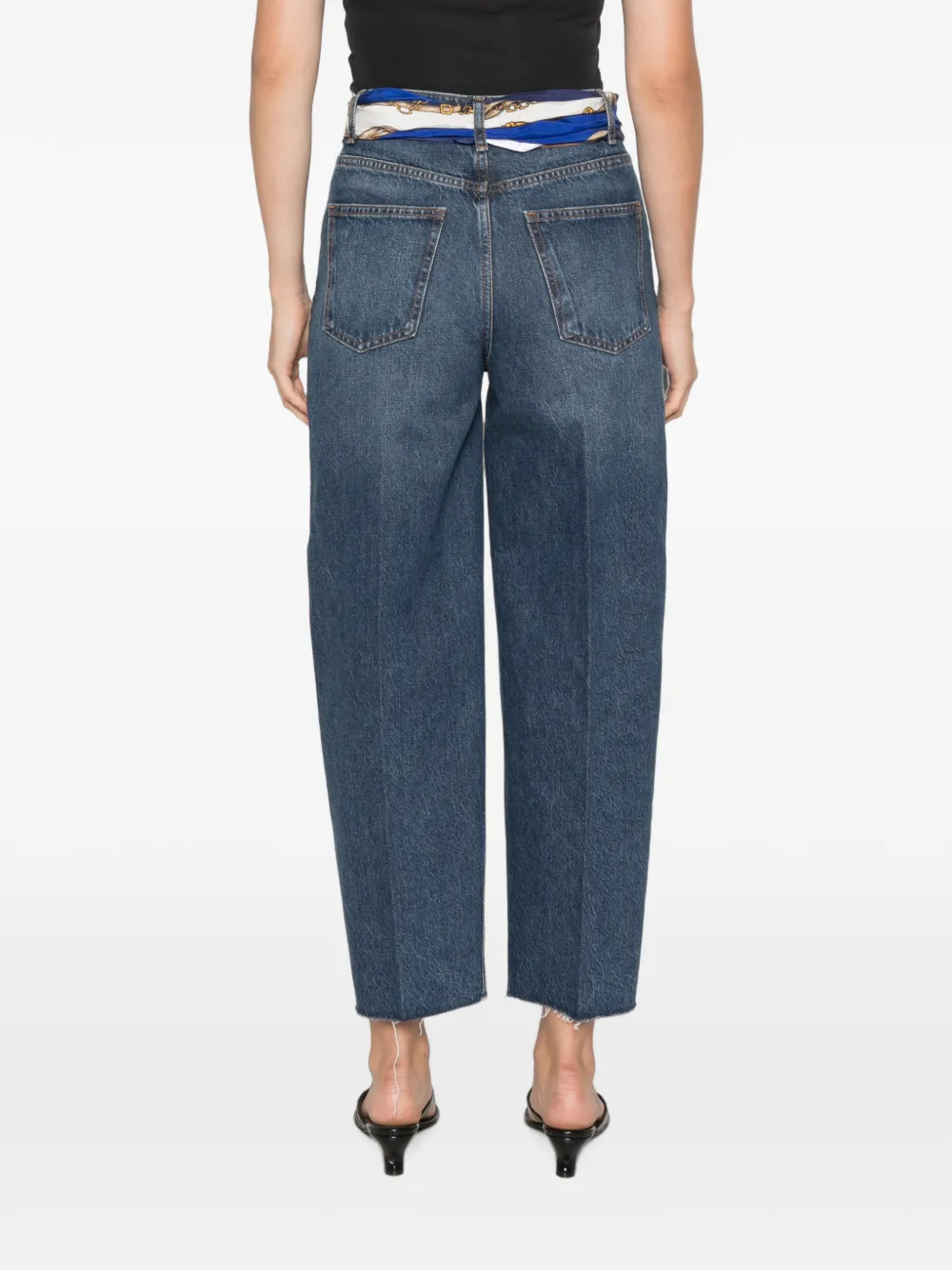 Maje scarf-belt raw-cut jeans Blauw