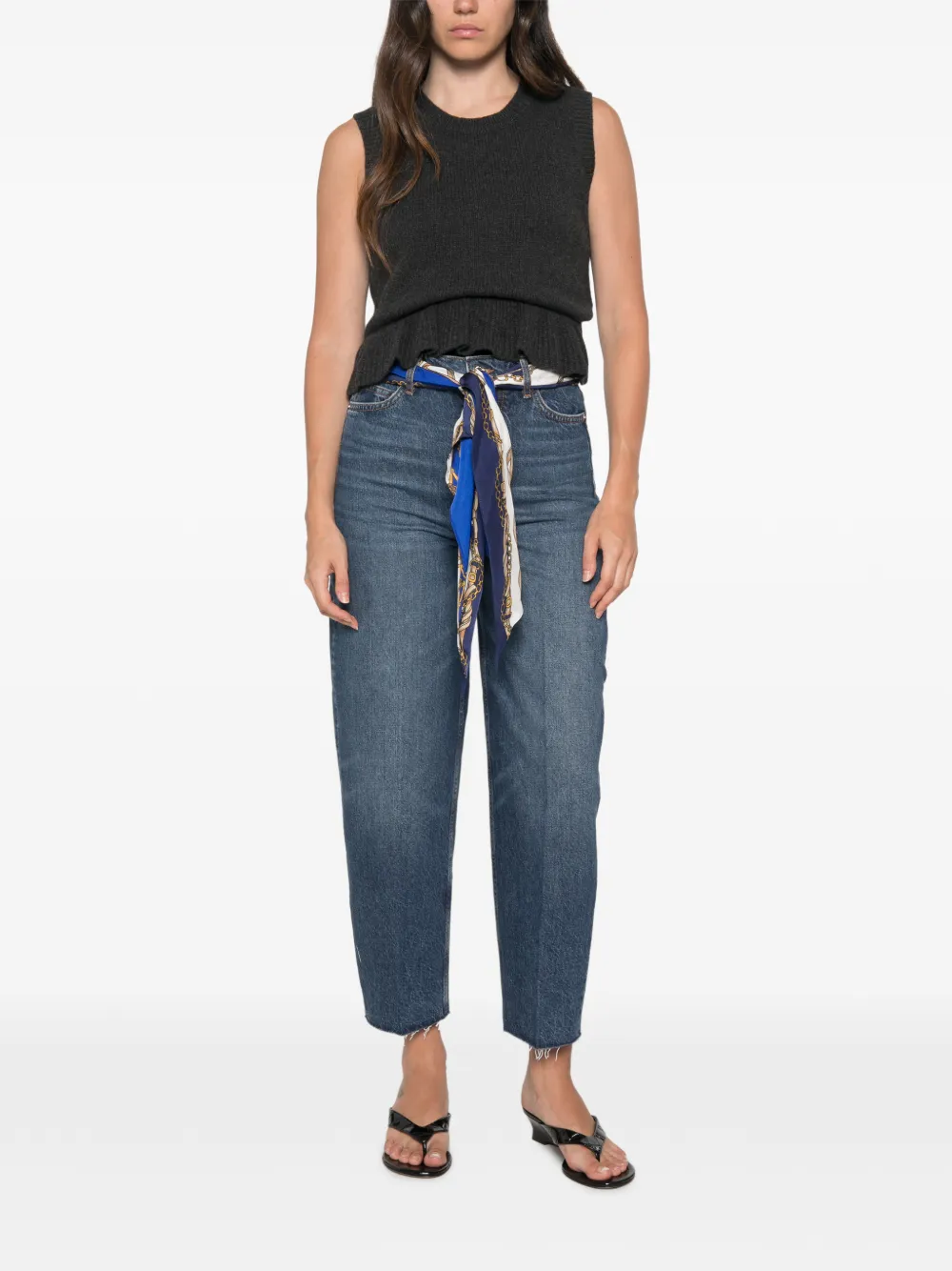 Maje scarf-belt raw-cut jeans Blauw