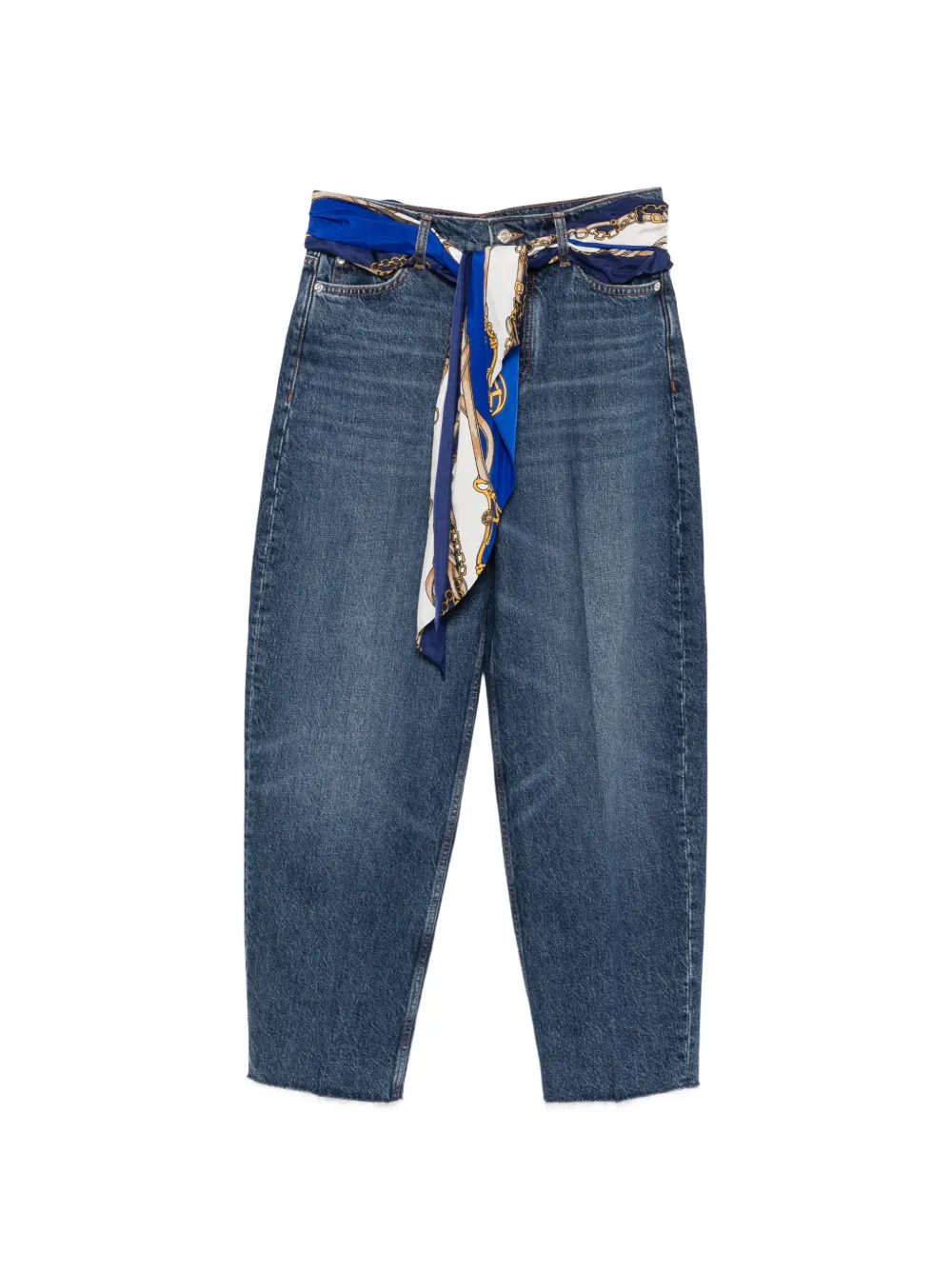 Maje scarf-belt raw-cut jeans Blauw